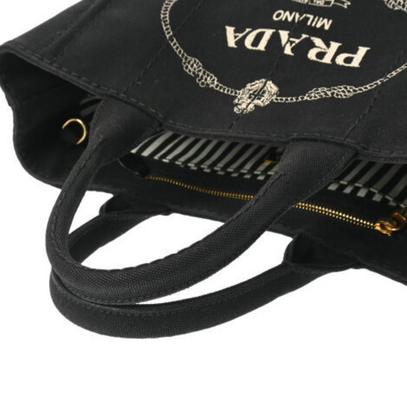 PRADA Canapa Mini Black Tote Bag - Picture 3 of 12